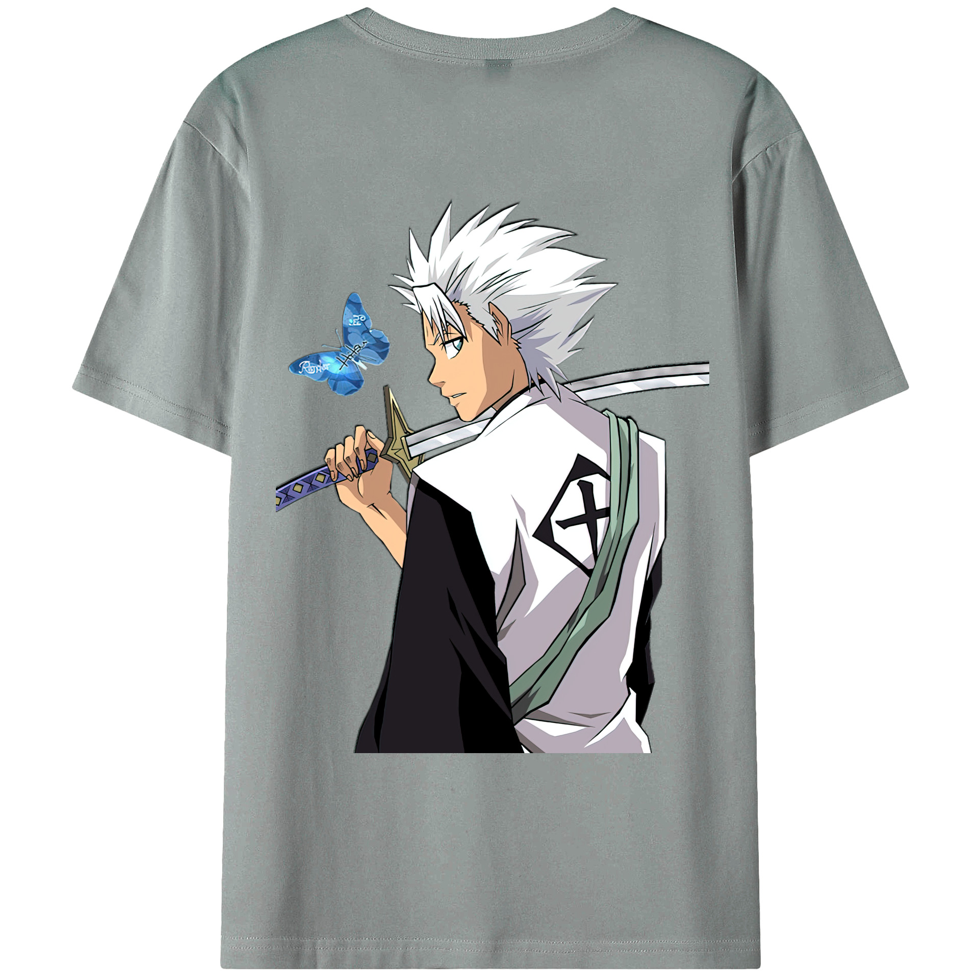 （画像用） ブリーチ 日番谷冬獅郎（ひつがや とうしろう） BLEACH Hitsugaya Toushirou 綿100％ メンズ半袖Tシャツ（バックプリント） 通気性